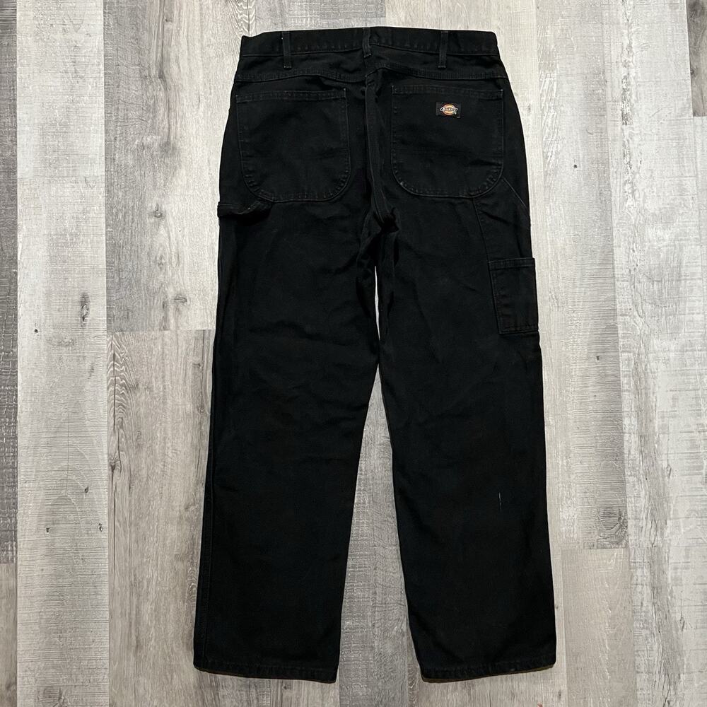 Dickies Black Canvas Carpenter Pants Men's 34 Distressed Work Wear Skater
